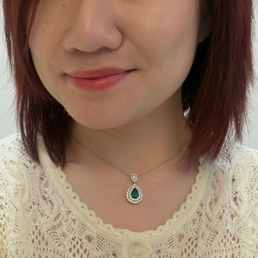 Emerald Diamond Necklace - ENSPK00055