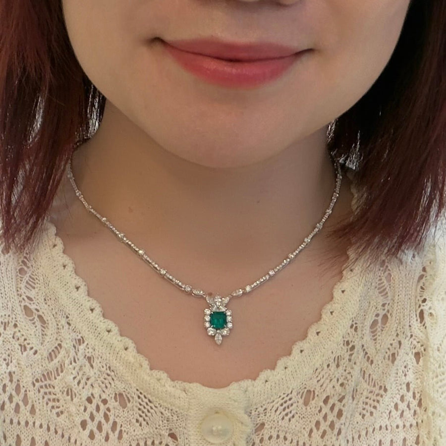 Emerald Diamond Necklace - ENUJD00046