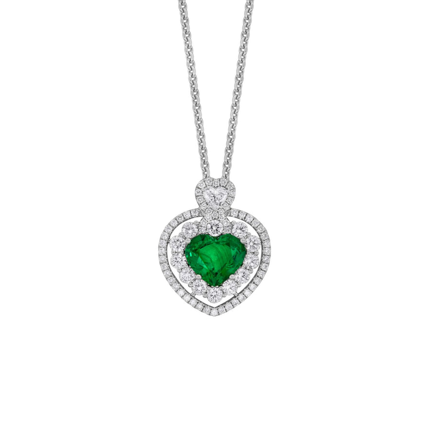 Emerald Diamond Pendant and Chain - P29010-EM