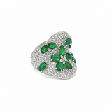 Emerald Diamond Ring-Floral Emerald Diamond Ring