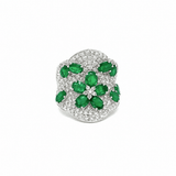 Emerald Diamond Ring-Floral Emerald Diamond Ring