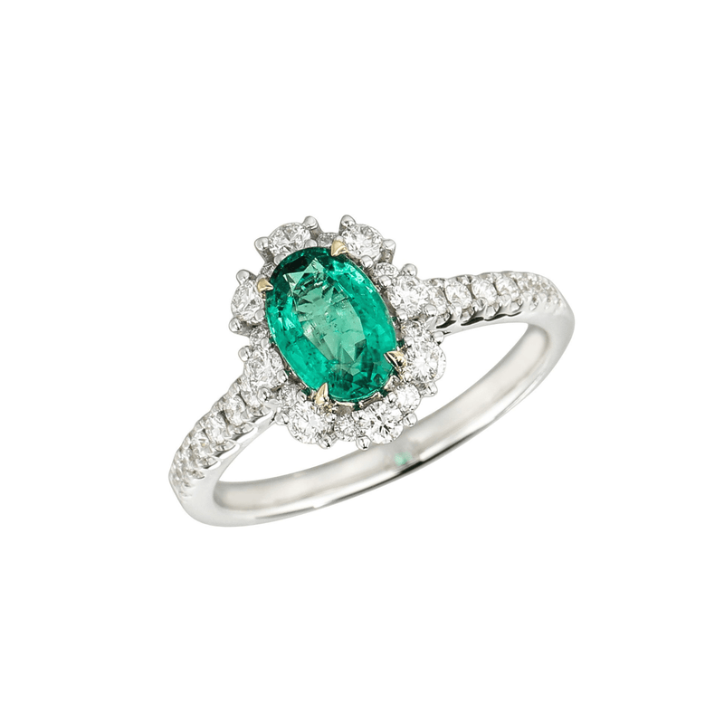 Emerald Diamond Ring-Emerald Diamond Ring - ERNEL00364