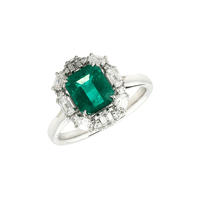 Emerald Diamond Ring-Emerald Diamond Ring - ERNEL00380