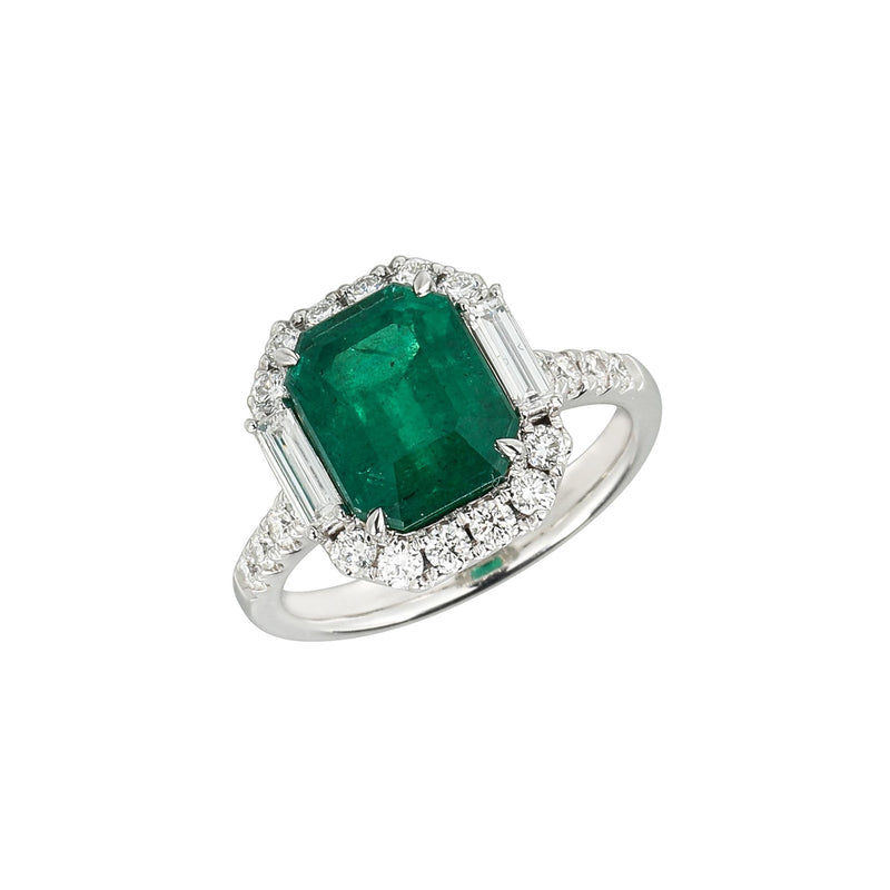 Emerald Diamond Ring-Emerald Diamond Ring - ERNEL00398