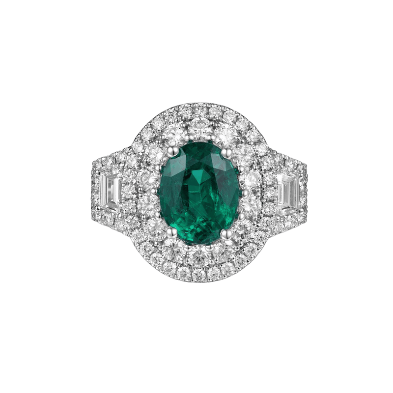 Emerald Diamond Ring-Emerald Diamond Ring - ERRTJ00046