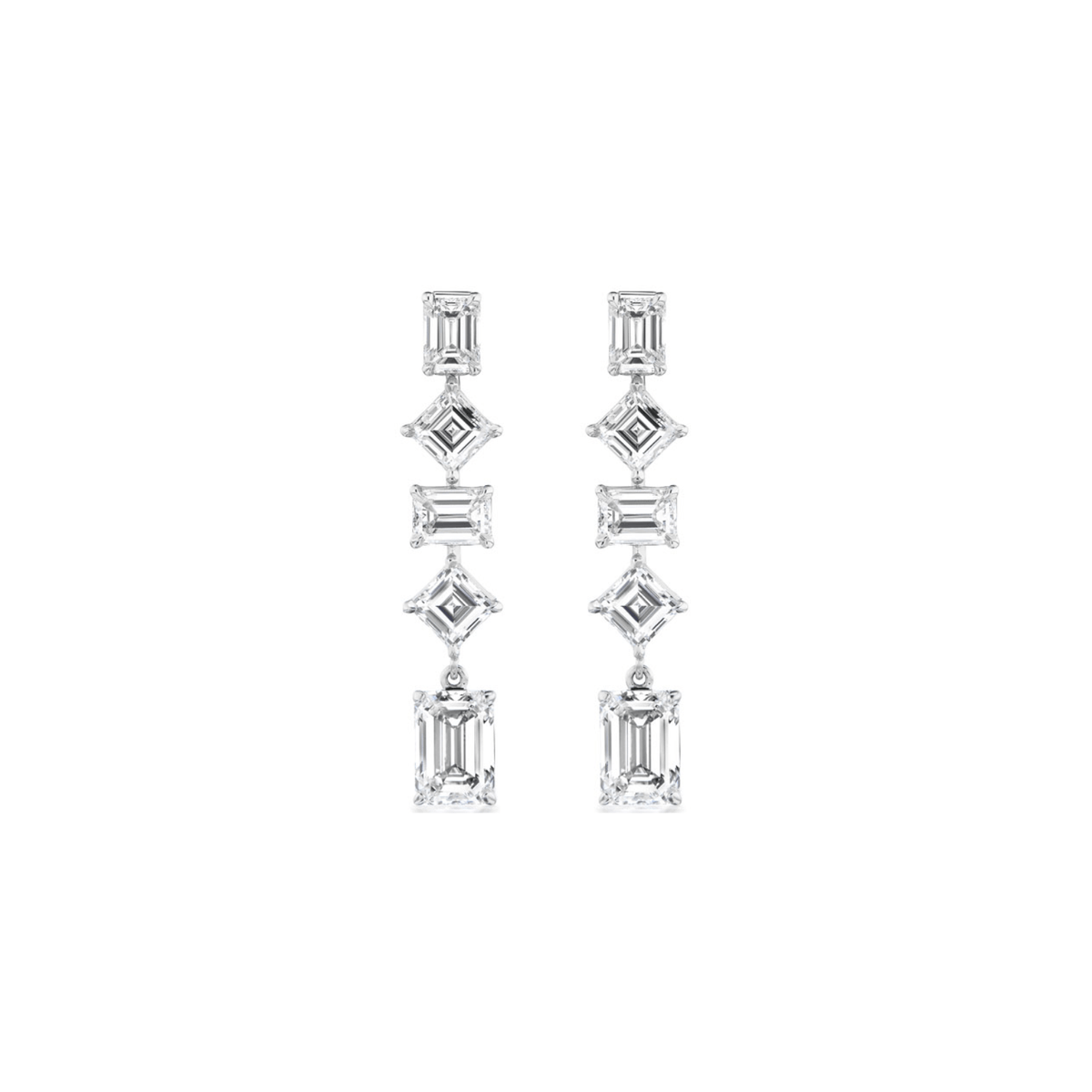 Emerald - shaped Diamond Dangle Earrings - DENKA04621