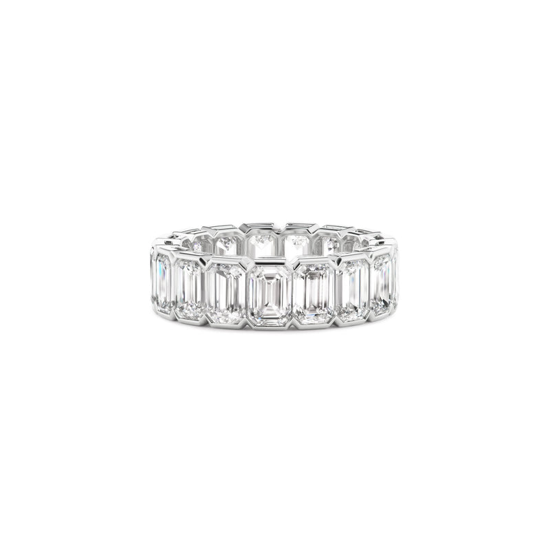 Emerald Diamond Eternity Band-Emerald Diamond Eternity Band in platinum totaling 4.45 carats.