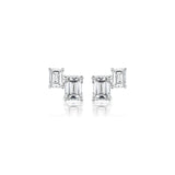 Emerald-shaped Diamond Stud Earrings-Emerald - shaped Diamond Stud Earrings - 63935