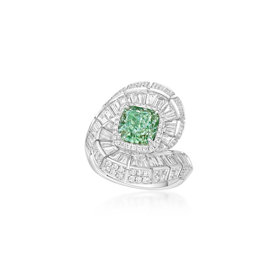 Fancy Light Yellow Green Diamond Ring - DRKHN10264