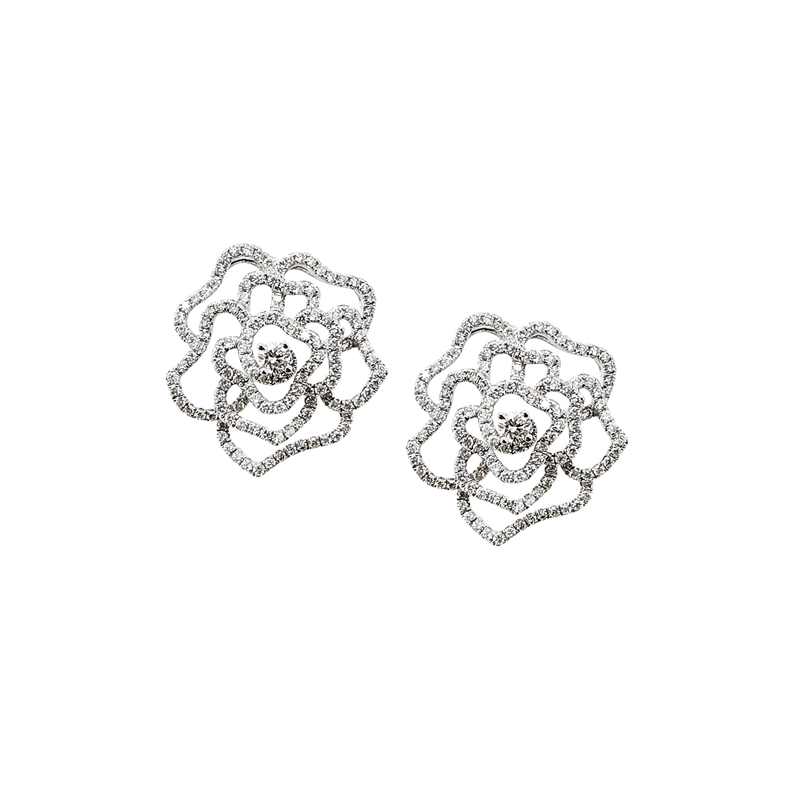 Flower Diamond Earrings-Flower Diamond Earrings - DETIJ01740