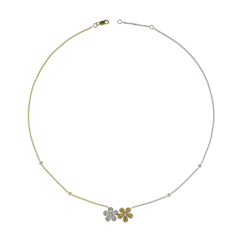 Diamond Flower Necklace-Flower Diamond Necklace - DNRTJ00037