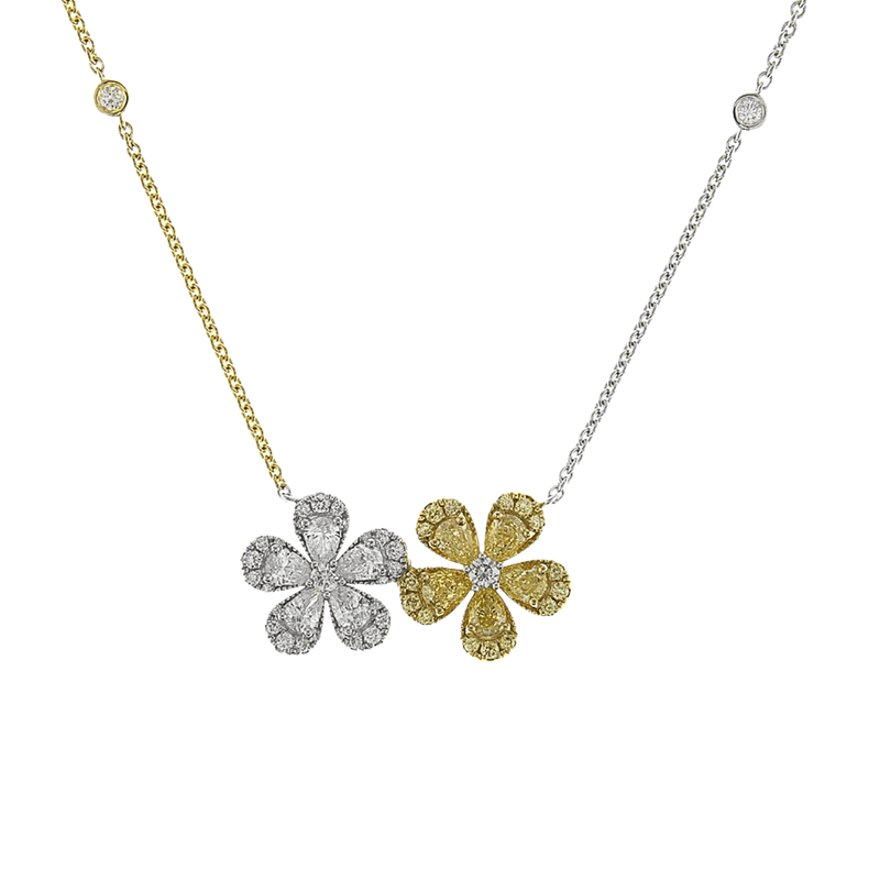 Diamond Flower Necklace-Flower Diamond Necklace - DNRTJ00037