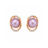 Freshwater Cultured Pearl Diamond Earrings-Freshwater Cultured Pearl Diamond Earrings