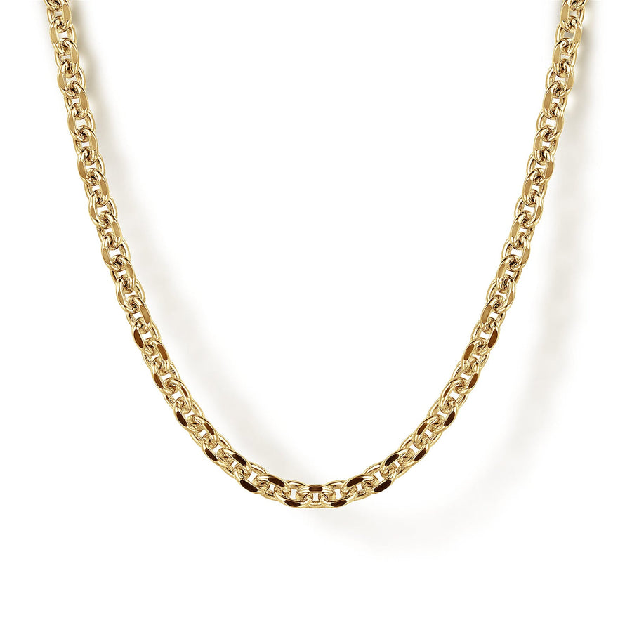 Gabriel & Co. 22 Inch 14K Yellow Gold Hollow Mens Link Chain Necklace - NKM7009-22Y4JJJ