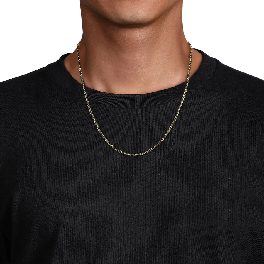 Gabriel & Co. 22 Inch 14K Yellow Gold Hollow Mens Link Chain Necklace - NKM7009-22Y4JJJ