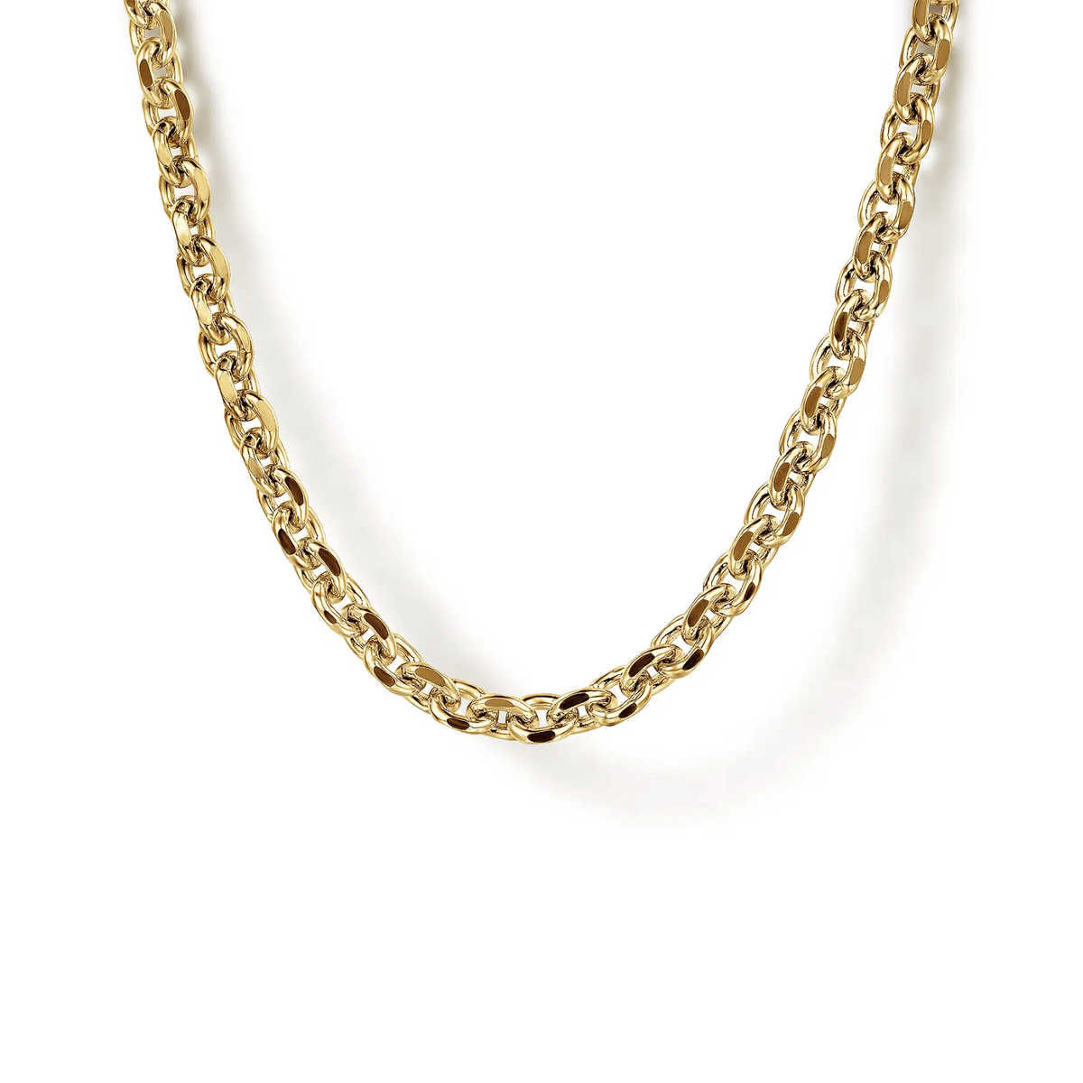 Gabriel & Co. 22 Inch 14K Yellow Gold Hollow Men's Link Chain Necklace NKM7010-22Y4JJJ