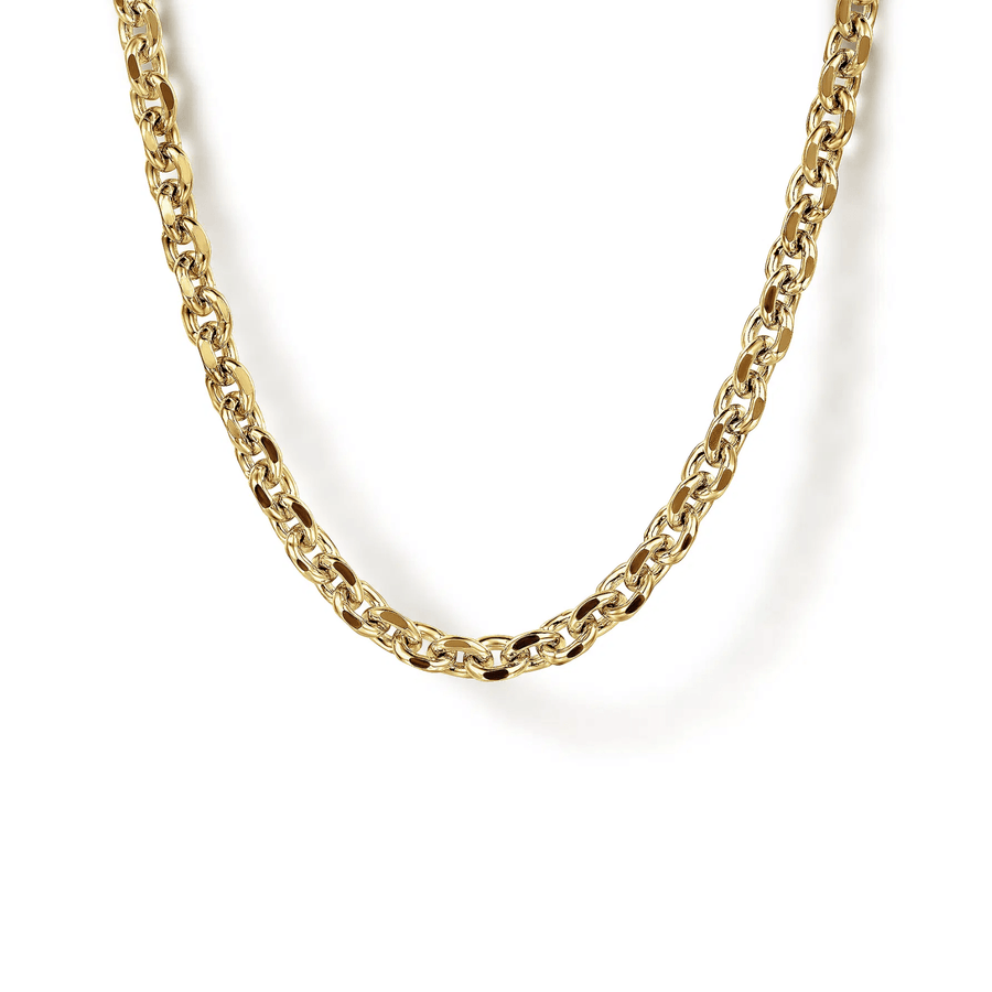 Gabriel & Co. 22 Inch 14K Yellow Gold Hollow Men's Link Chain Necklace NKM7010-22Y4JJJ
