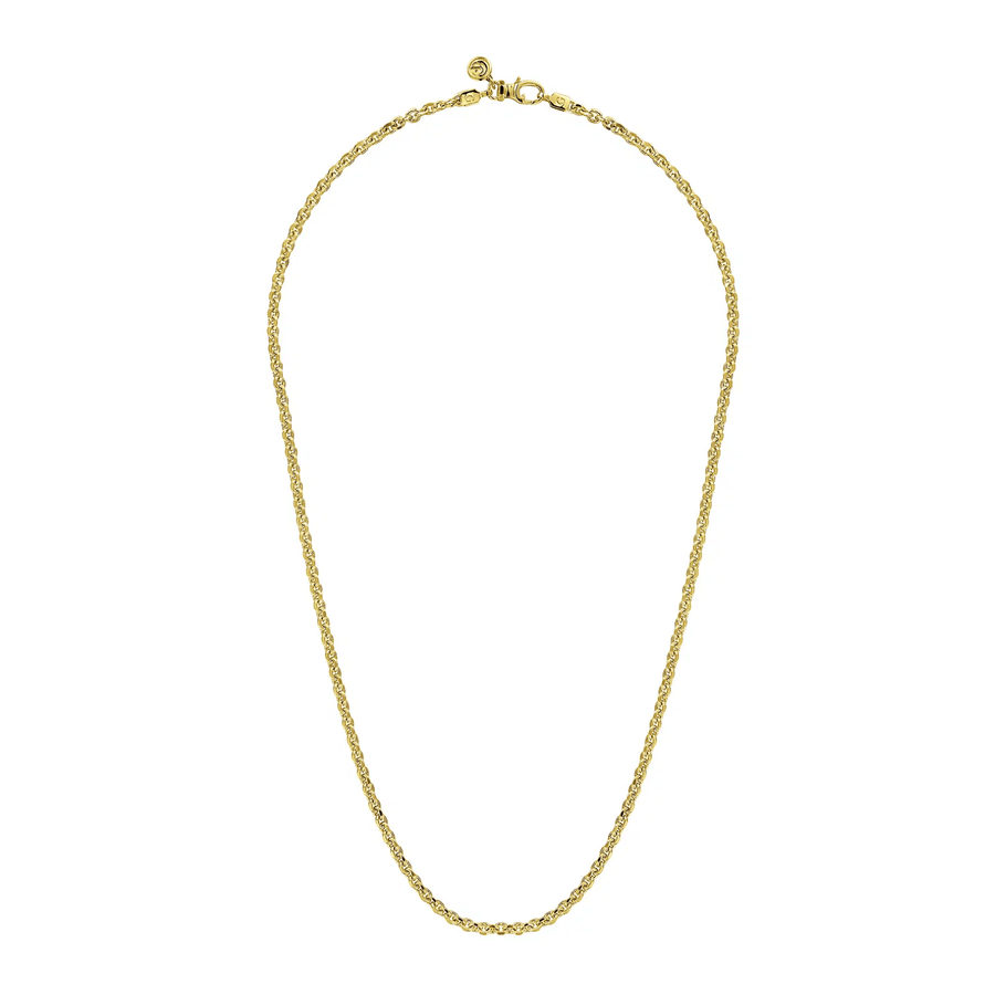 Gabriel & Co. 22 Inch 14K Yellow Gold Hollow Men's Link Chain Necklace NKM7010-22Y4JJJ