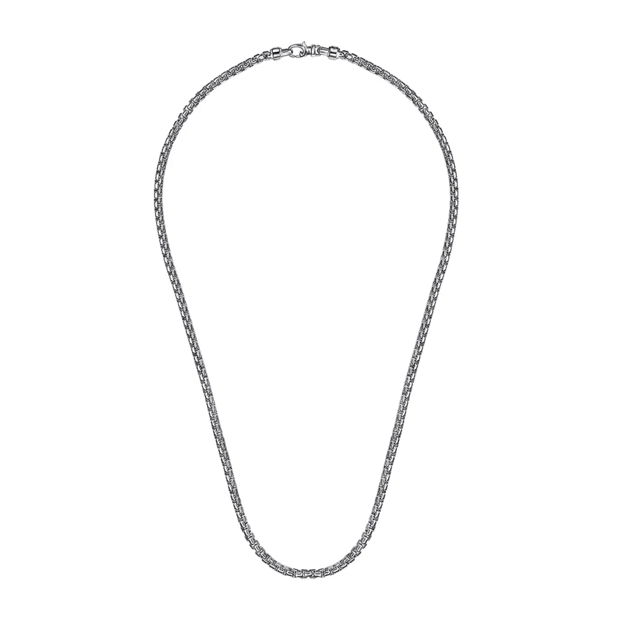 Gabriel & Co. 22 Inch 4mm 925 Sterling Silver Solid Men's Round Box Chain Necklace NKM2141-22SVJJJ