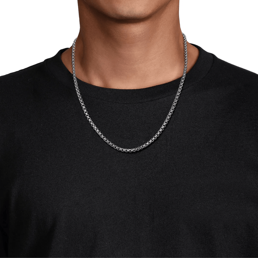 Gabriel & Co. 22 Inch 4mm 925 Sterling Silver Solid Men's Round Box Chain Necklace NKM2141-22SVJJJ