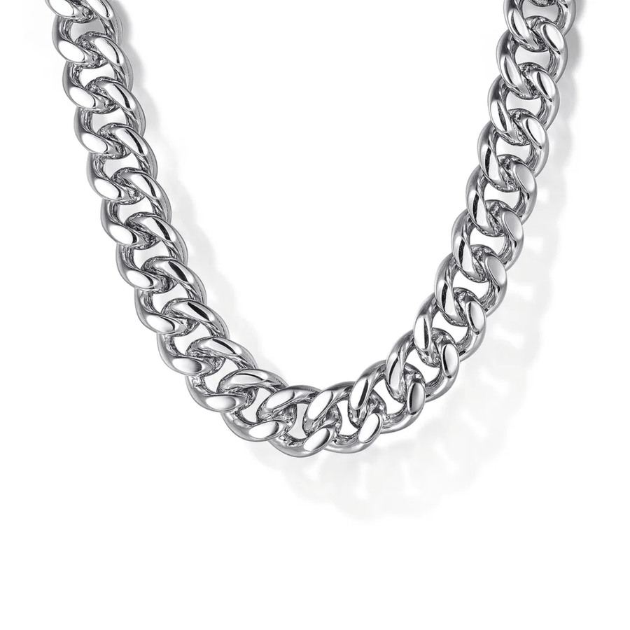 Gabriel & Co. 22 Inch 7mm 925 Sterling Silver Solid Men's Diamond Cut Cuban Link Necklace NKM2075-22SVJJJ