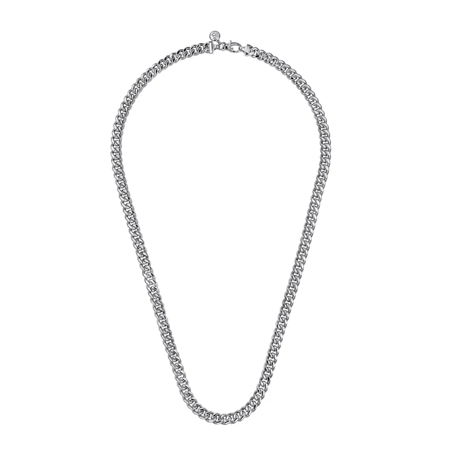 Gabriel & Co. 22 Inch 7mm 925 Sterling Silver Solid Men's Diamond Cut Cuban Link Necklace NKM2075-22SVJJJ