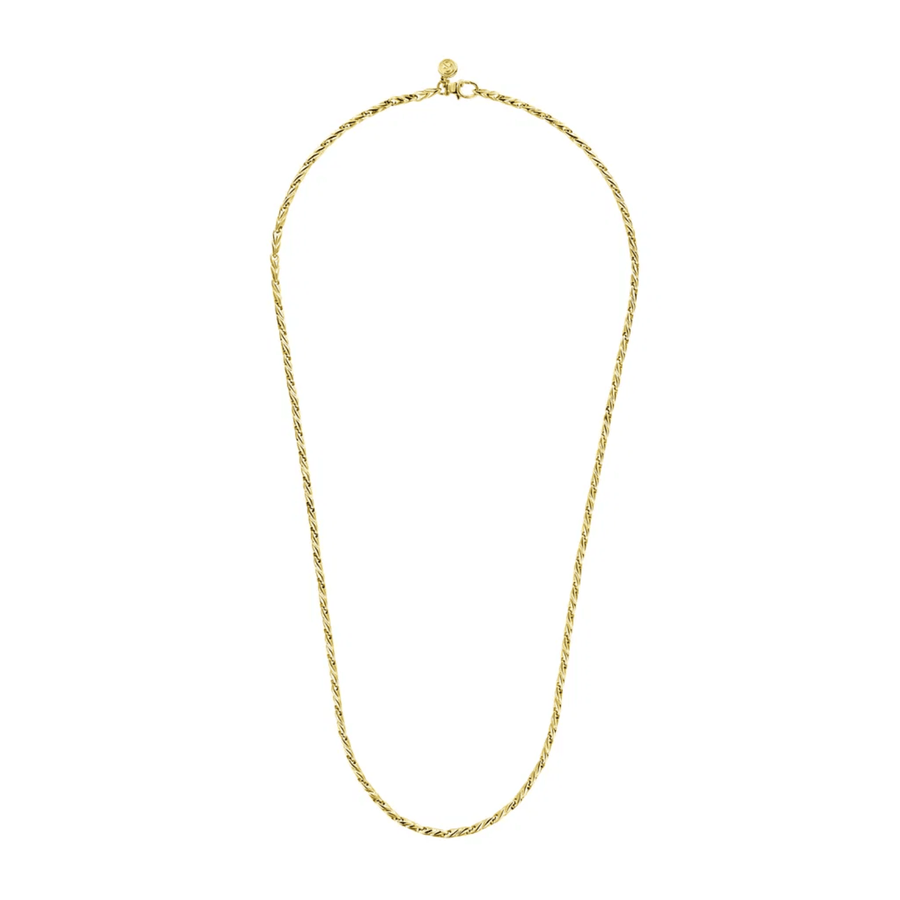 Gabriel & Co. 24 Inch 14K Yellow Gold Hollow Men's Link Chain Necklace NKM6767-24Y4JJJ