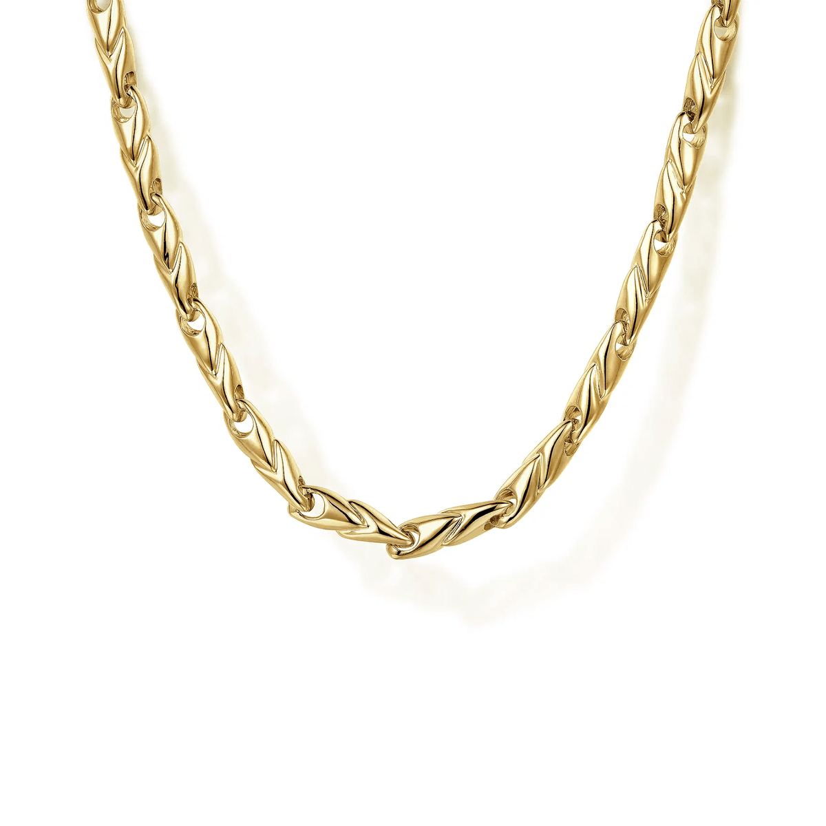 Gabriel & Co. 24 Inch 14K Yellow Gold Hollow Men's Link Chain Necklace NKM6767-24Y4JJJ
