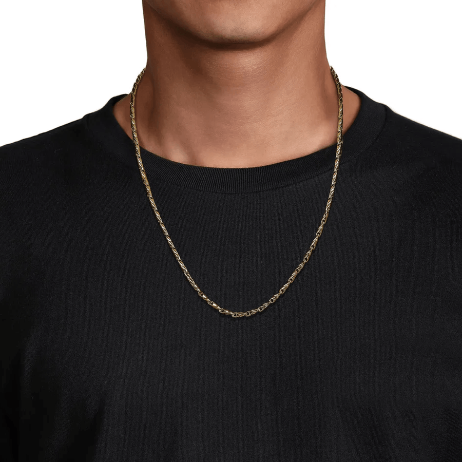 Gabriel & Co. 24 Inch 14K Yellow Gold Hollow Men's Link Chain Necklace NKM6767-24Y4JJJ