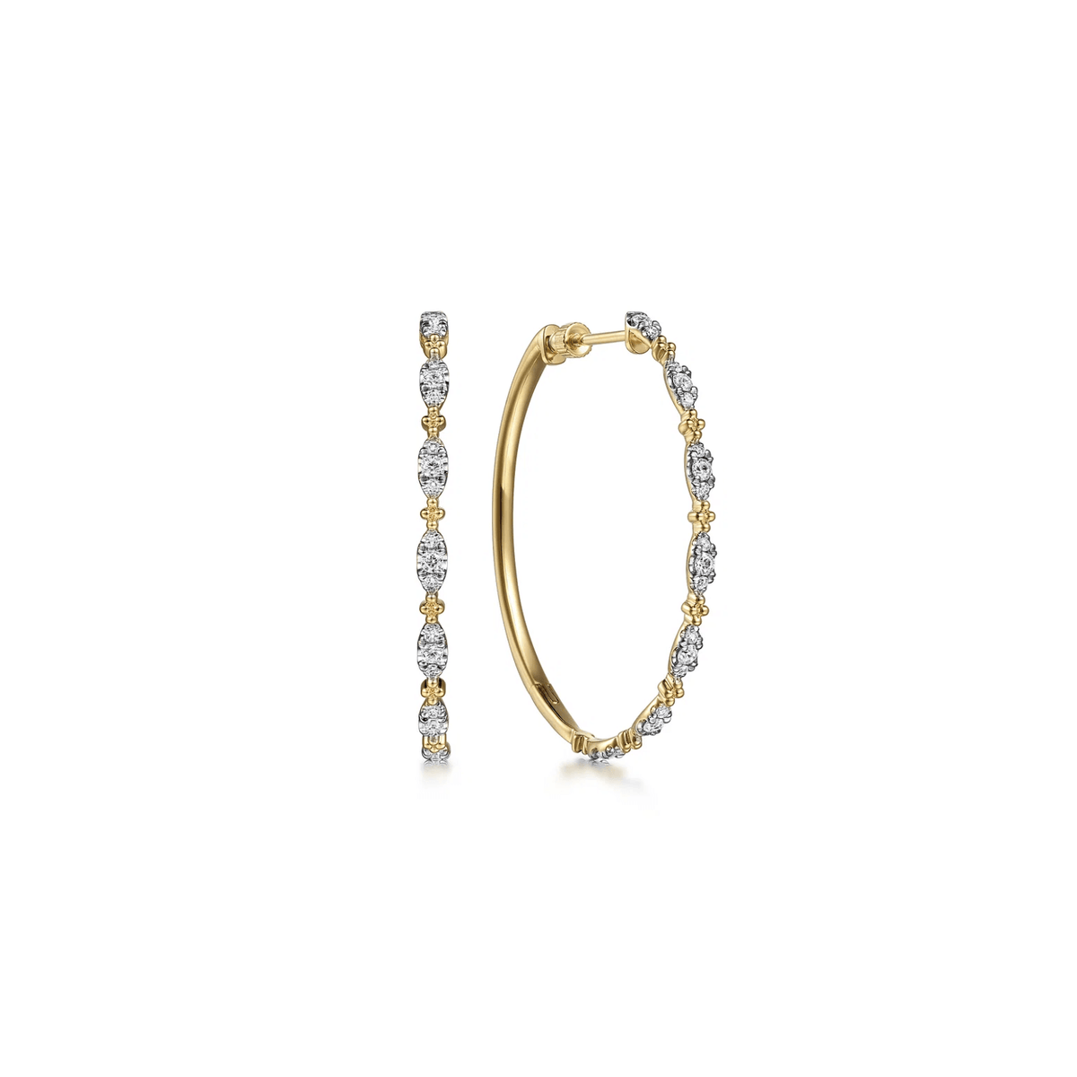 Gabriel & Co. 40mm Diamond Station Intricate Hoop Earrings - EG14721Y45JJ