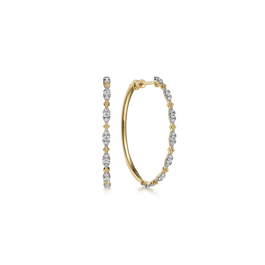 Gabriel & Co. 40mm Diamond Station Intricate Hoop Earrings - EG14721Y45JJ