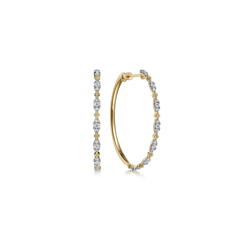 Gabriel & Co. 40mm Diamond Station Intricate Hoop Earrings-Gabriel & Co. 40mm Diamond Station Intricate Hoop Earrings - EG14721Y45JJ