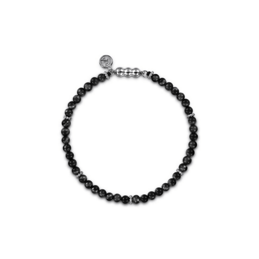 Gabriel & Co. 925 Sterling Silver and 4mm Black Onyx Beaded Bracelet TBM4746SVJOX