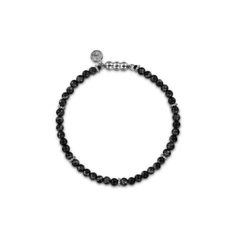 Gabriel & Co. 925 Sterling Silver and 4mm Black Onyx Beaded Bracelet-Gabriel & Co. 925 Sterling Silver and 4mm Black Onyx Beaded Bracelet TBM4746SVJOX