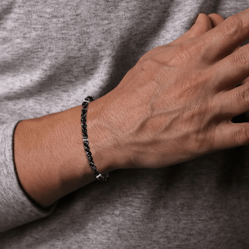 Gabriel & Co. 925 Sterling Silver and 4mm Black Onyx Beaded Bracelet-Gabriel & Co. 925 Sterling Silver and 4mm Black Onyx Beaded Bracelet TBM4746SVJOX