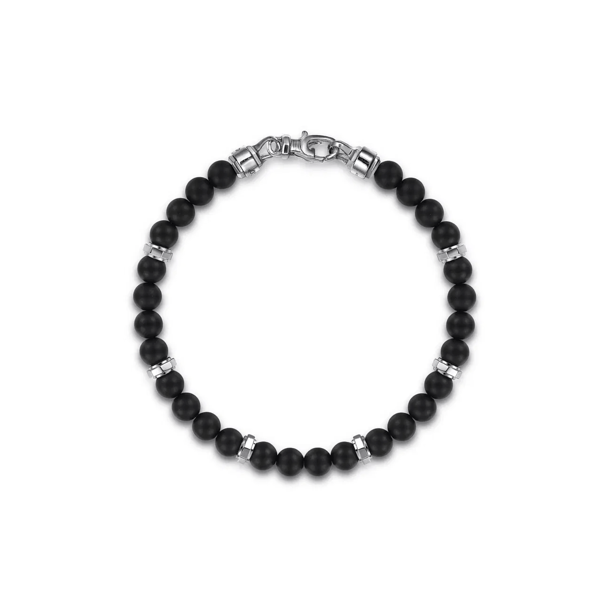 Gabriel & Co. 925 Sterling Silver and 6mm Black Titanium Bead Men's Bracelet TBM2194TISVJJJ