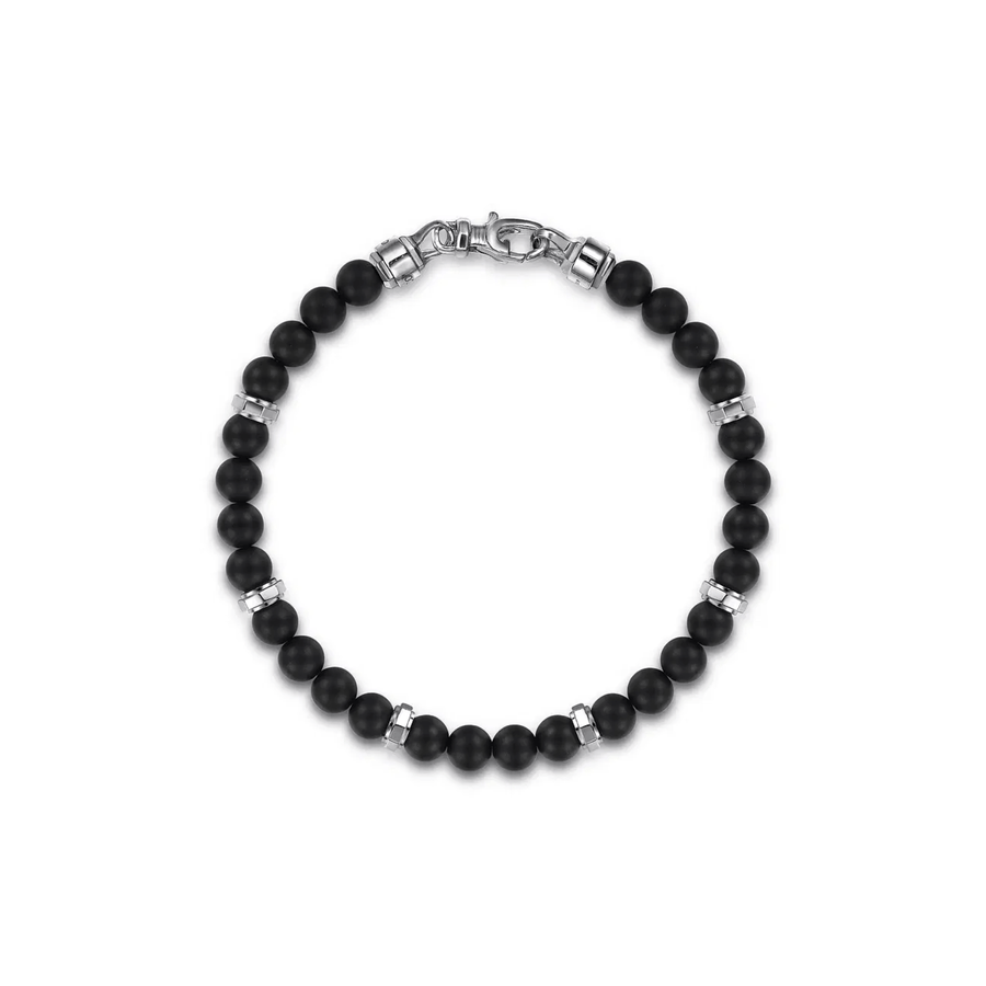 Gabriel & Co. 925 Sterling Silver and 6mm Black Titanium Bead Men's Bracelet TBM2194TISVJJJ