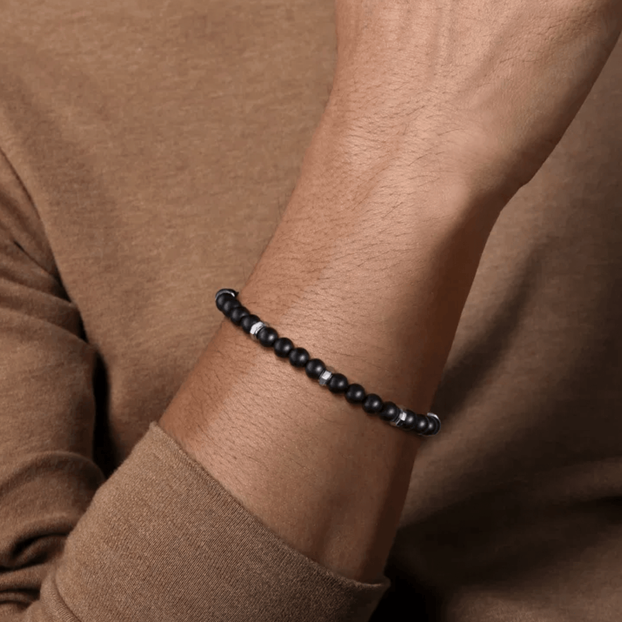 Gabriel & Co. 925 Sterling Silver and 6mm Black Titanium Bead Men's Bracelet TBM2194TISVJJJ