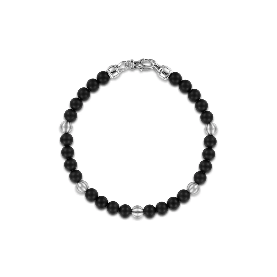 Gabriel & Co. 925 Sterling Silver and 6mm Black Titanium Sandblast Men's Beaded Bracelet TBM2214TISVJJJ