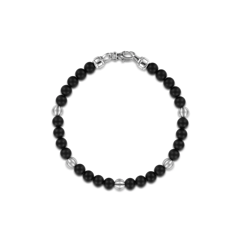 Gabriel & Co. 925 Sterling Silver and 6mm Black Titanium Sandblast Men's Beaded Bracelet-Gabriel & Co. 925 Sterling Silver and 6mm Black Titanium Sandblast Men's Beaded Bracelet TBM2214TISVJJJ