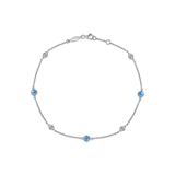 Gabriel & Co. 925 Sterling Silver Ankle Bracelet with Blue Topaz and White Sapphire Stations-Gabriel & Co. 925 Sterling Silver Ankle Bracelet with Blue Topaz and White Sapphire Stations - AB935SVJMC
