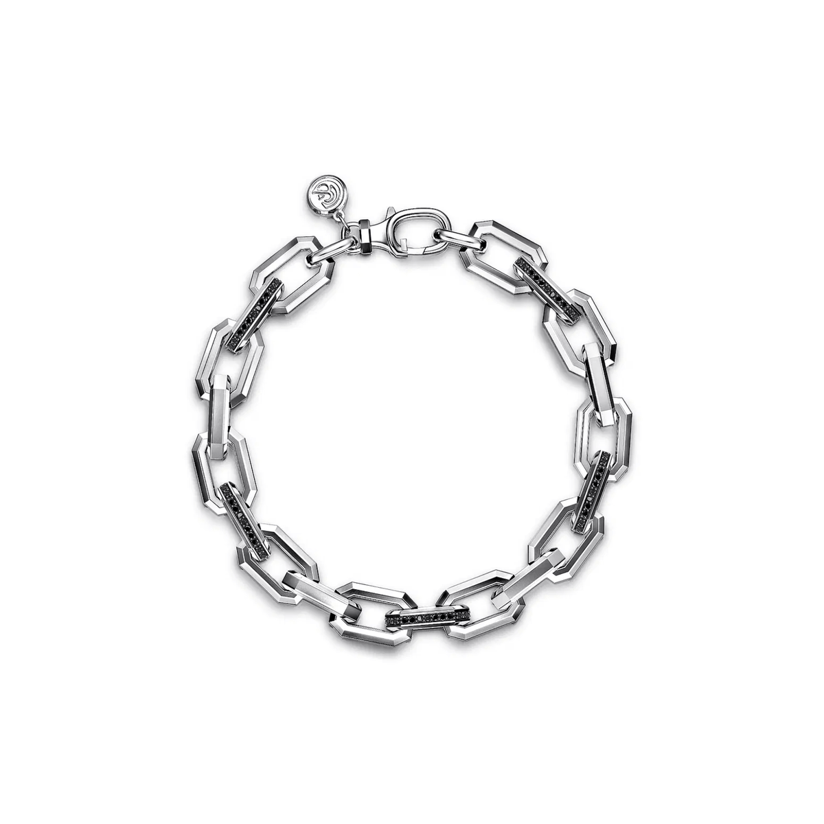 Gabriel & Co. 925 Sterling Silver Faceted Chain Black Spinel Bracelet TBM4808-75SVJBS