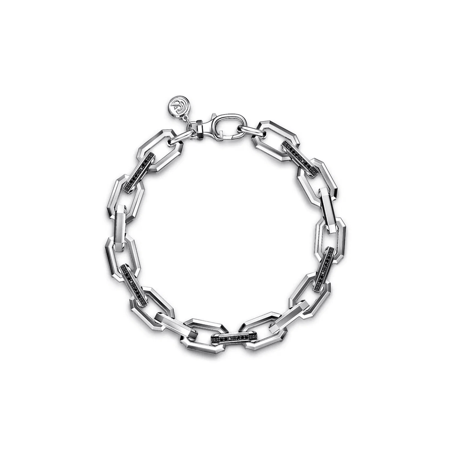Gabriel & Co. 925 Sterling Silver Faceted Chain Black Spinel Bracelet TBM4808-75SVJBS