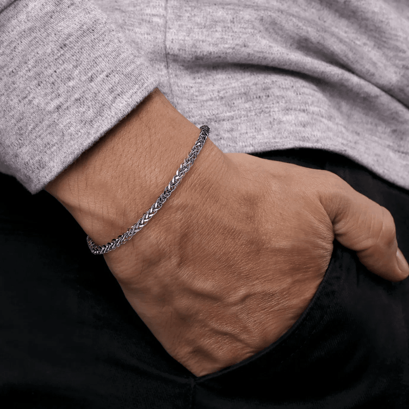 Gabriel & Co. 925 Sterling Silver Men's Wheat Chain Bracelet-Gabriel & Co. 925 Sterling Silver Men's Wheat Chain Bracelet TBM4807-9SVJJJ