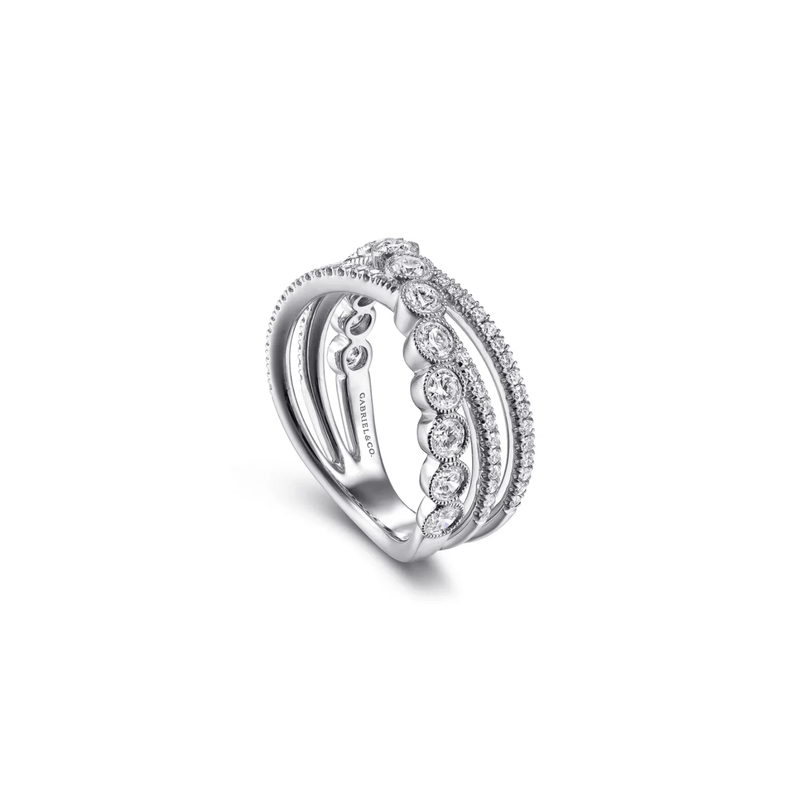 Gabriel & Co. Bezel and Prong Set Criss Cross Diamond Ring-Gabriel & Co. Bezel and Prong Set Criss Cross Diamond Ring LR51635W45JJ