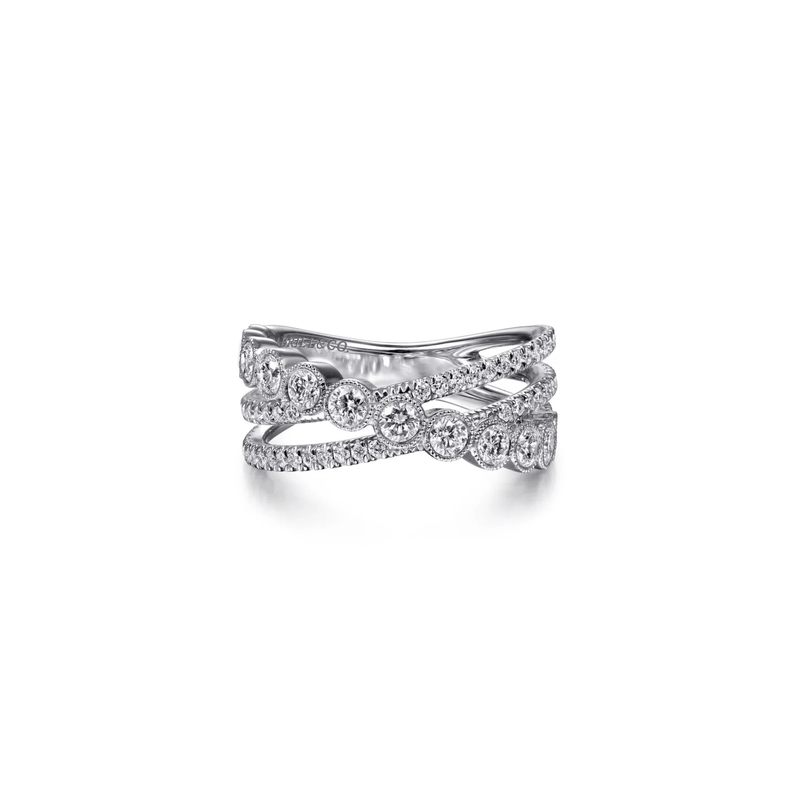 Gabriel & Co. Bezel and Prong Set Criss Cross Diamond Ring-Gabriel & Co. Bezel and Prong Set Criss Cross Diamond Ring LR51635W45JJ