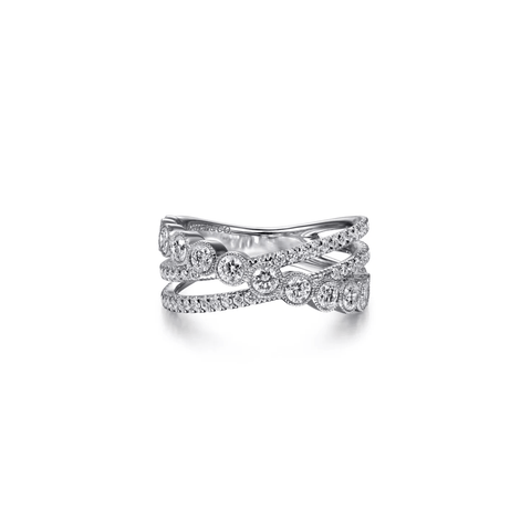 Gabriel & Co. Bezel and Prong Set Criss Cross Diamond Ring-Gabriel & Co. Bezel and Prong Set Criss Cross Diamond Ring LR51635W45JJ