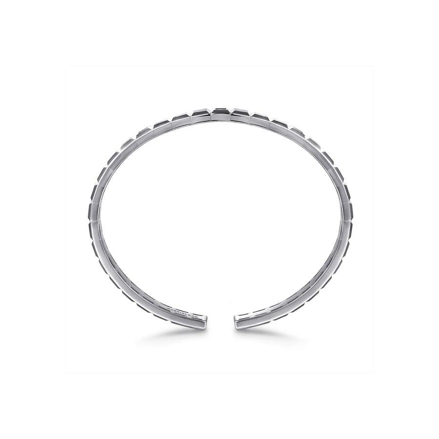 Gabriel & Co. Black Spinel Open Cuff Angular Cuts Square Bangle - BGM2179-72SVJBS