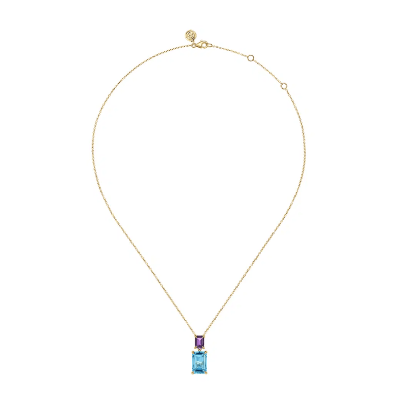 Gabriel & Co. Blue Topaz and Amethyst Pendant Necklace-Gabriel & Co. Blue Topaz and Amethyst Pendant Necklace - NK7871Y4JMC