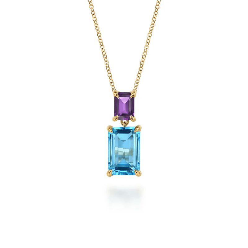 Gabriel & Co. Blue Topaz and Amethyst Pendant Necklace-Gabriel & Co. Blue Topaz and Amethyst Pendant Necklace - NK7871Y4JMC